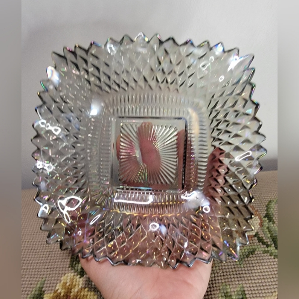 Grey Carnival Glass Candy Disg
